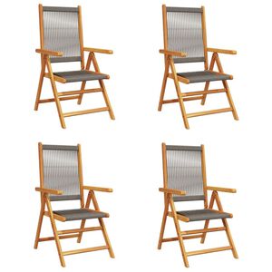 vidaXL Garden Chair Set of 4 Grey Solid acacia wood with an oil finish