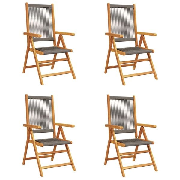 vidaXL Garden Chair Set of 4 Grey Solid acacia wood with an oil finish