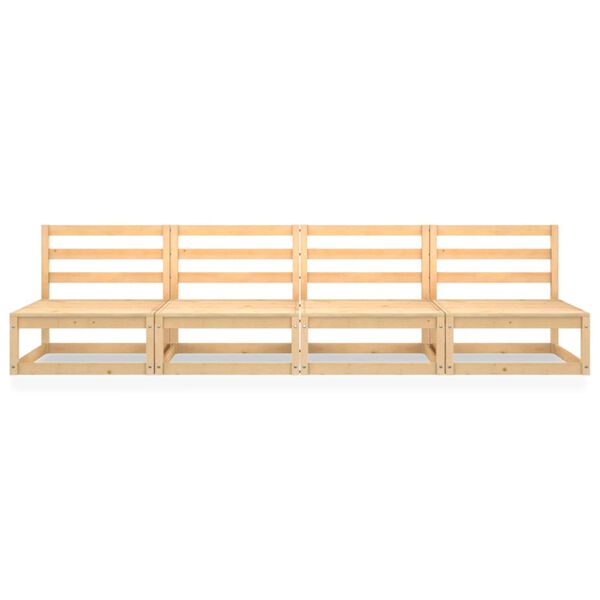vidaXL Garden Sofa Natural wood Solid pinewood (untreated) 4-seater