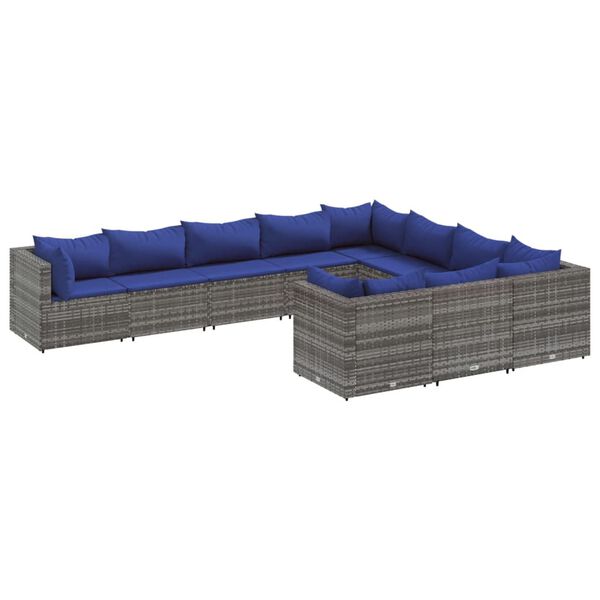 vidaXL Patio Sofa Set Grey, Dark Blue