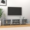 vidaXL TV Cabinet Concrete Grey Engineered Wood, Solid Eucalyptus Wood