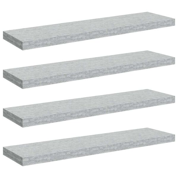 vidaXL Wall Shelf Set of 4 Concrete grey Honeycomb MDF, metal