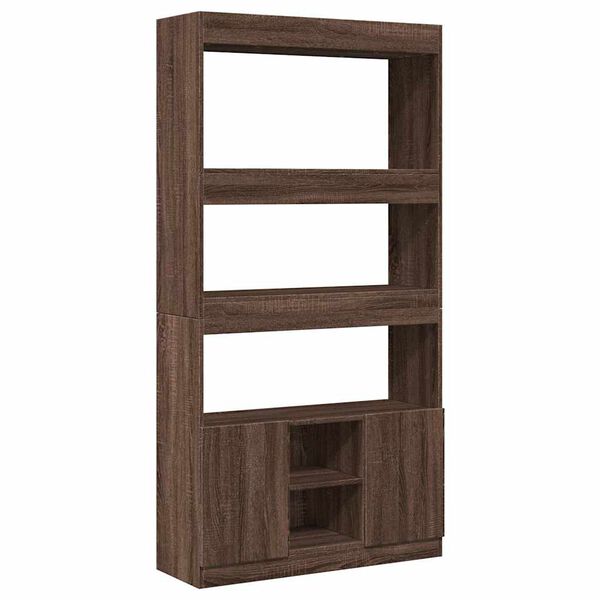 vidaXL Highboard Brown Oak Engineered Wood Tall Highboard Rectangular
