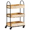 vidaXL 3-Tier Kitchen Trolley 18.1"x11.8"x29.9" Solid Mango Wood