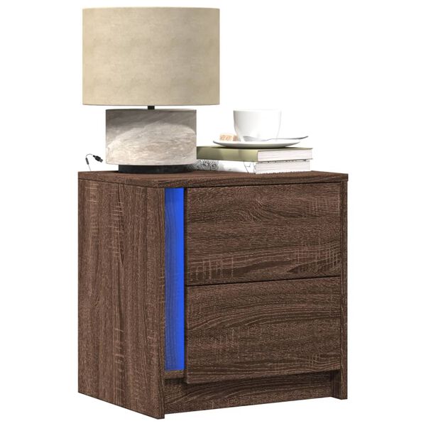 vidaXL Bedside Cabinet Brown oak Engineered wood Bedside Cabinet
