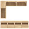 vidaXL 7 Piece TV Wall Stand Set with LED Lights Sonoma Oak