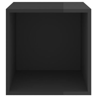 vidaXL Wall Cabinet High Gloss Black 14.6"x14.6"x14.6" Engineered Wood