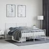 vidaXL Bed Frame White Steel Full Bed Frame Rectangular Traditional