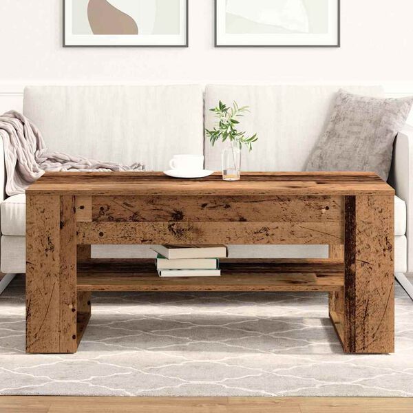 vidaXL Coffee Table Old Wood 40.16 x 21.65 x 17.72 in Engineered Wood