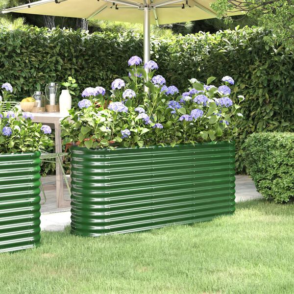 vidaXL Garden Raised Bed Green Powder-coated steel Large