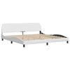 vidaXL Bed Frame White Faux Leather, Metal, Solid Pine Wood, Plywood Full
