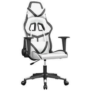vidaXL Gaming Chair White and Black Faux Leather, Metal, Plywood Large