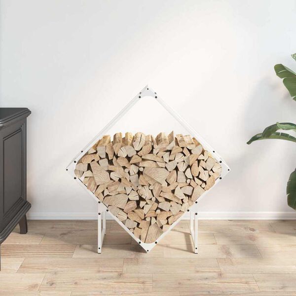 vidaXL Firewood Rack White 31.5x9.8x31.5" Cold-rolled steel