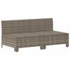 vidaXL 2-seater Garden Sofa Grey Poly rattan, powder-coated steel, polyester