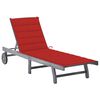 vidaXL Sunlounger Grey Solid Acacia Wood Standard Adjustable Footrests