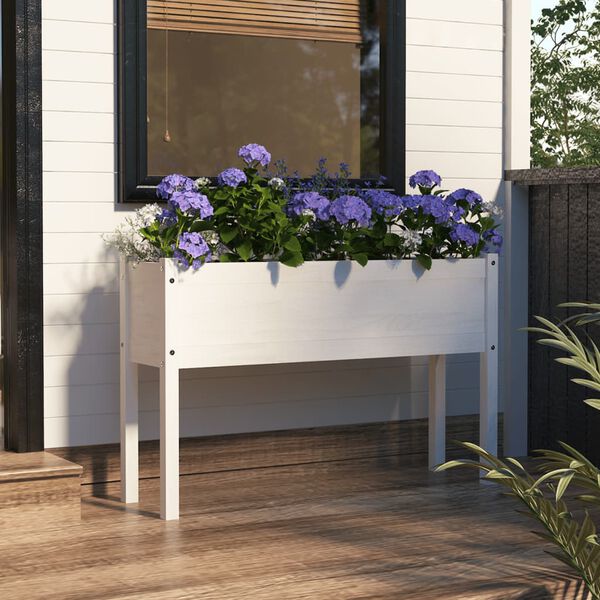 vidaXL Planter White Solid pinewood Large Durable Planter