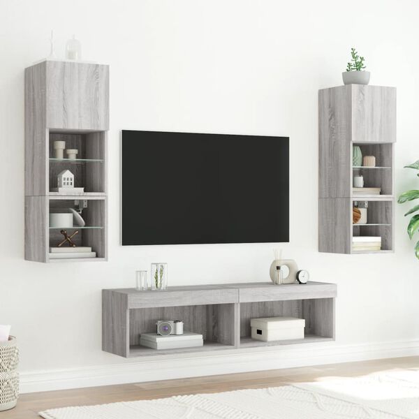 vidaXL 6 Piece TV Wall Units with LED Gray Sonoma Engineered Wood