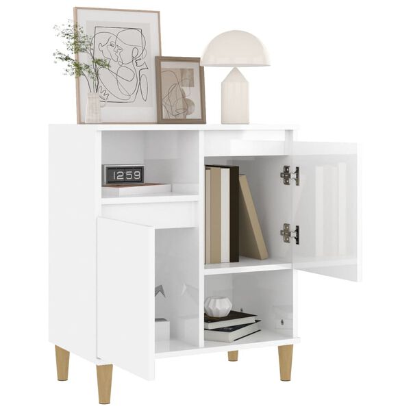 vidaXL Sideboard High gloss white Engineered wood Sideboard Rectangular