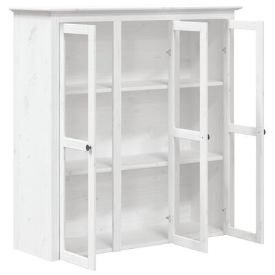 vidaXL Cabinet with Glass Doors BODO White Solid Wood Pine