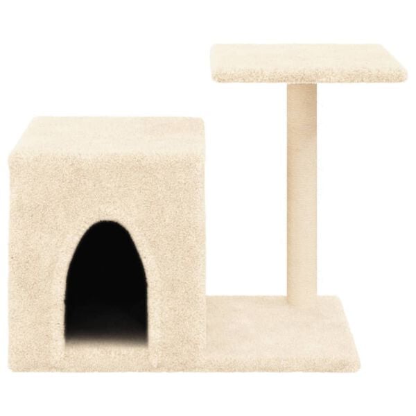 vidaXL Cat Tree Cream Engineered wood, plush, sisal Medium Durable