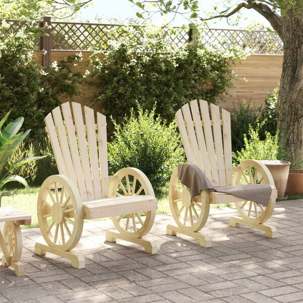 vidaXL Garden Adirondack Chair Set of 2 Natural wood Solid fir wood
