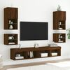 vidaXL TV Wall Cabinet Set of 2 Brown Oak Engineered wood, Glass Compact