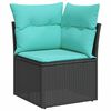 vidaXL Garden Sofa Set 4 pcs Black and Turquoise Poly Rattan