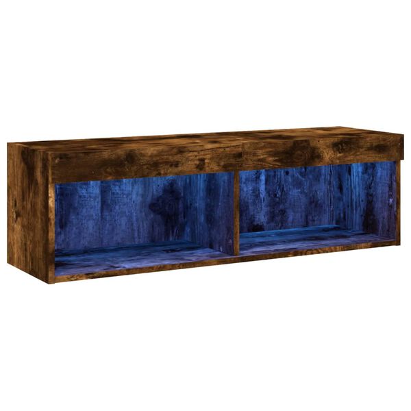 vidaXL TV Stand with LED Lights Smoked Oak 39.4"x11.8"x11.8"
