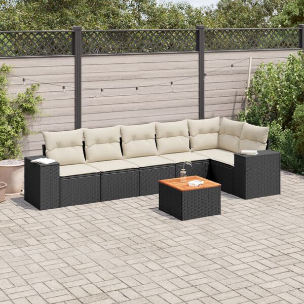 vidaXL Garden Sofa Set Black, Cream white