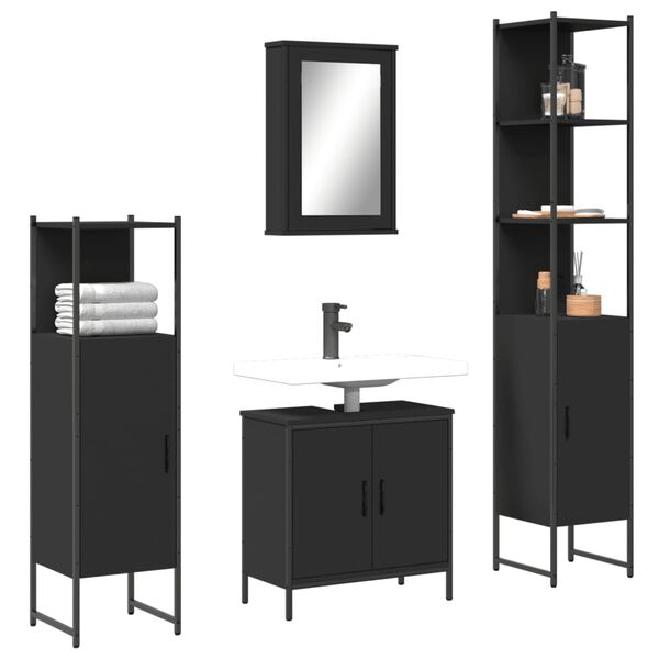 vidaXL Bathroom Furniture Set Black