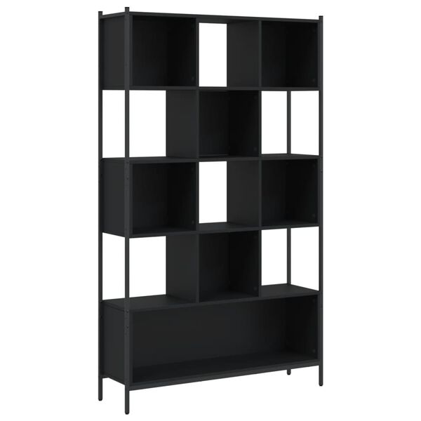 vidaXL Bookcase Black Engineered wood, powder-coated steel