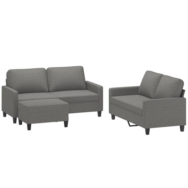 vidaXL 3 Piece Sofa Set with Cushions Dark Gray Fabric