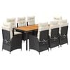 vidaXL Garden Dining Set Black PE Rattan 9 Piece Set Adjustable Armrests