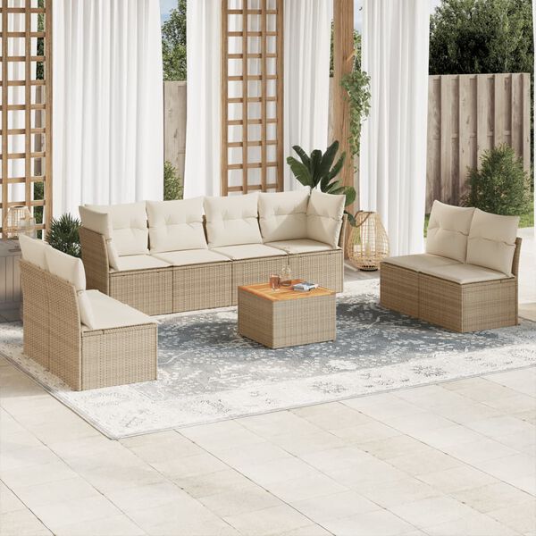 vidaXL Garden Sofa Set Beige and brown