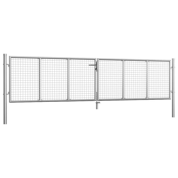 vidaXL Garden Gate Galvanised Steel 157.5x29.5" Silver