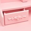 vidaXL Dressing Table with Stool and Tri-Fold Mirror Pink