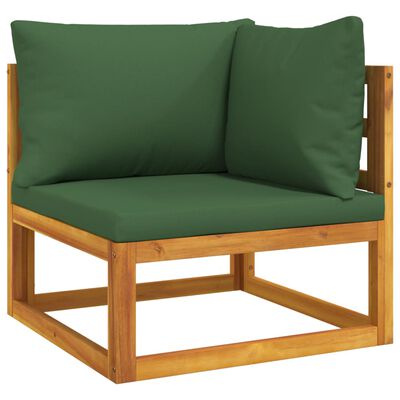 vidaXL 11 Piece Patio Lounge Set with Green Cushions Solid Wood