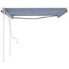 vidaXL Manual Retractable Awning with Posts 13.1'x9.8' Blue and White