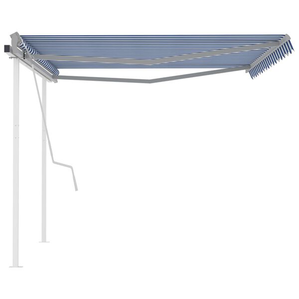 vidaXL Manual Retractable Awning with Posts 13.1'x9.8' Blue and White