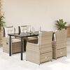 vidaXL 5 Piece Patio Dining Set with Cushions Beige Poly Rattan