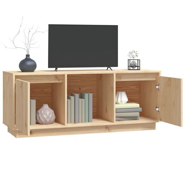 vidaXL TV Cabinet Natural Wood Solid Pine Wood Compact TV Cabinet