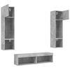 vidaXL 6 Piece TV Wall Units with LED Concrete Gray Engineered Wood