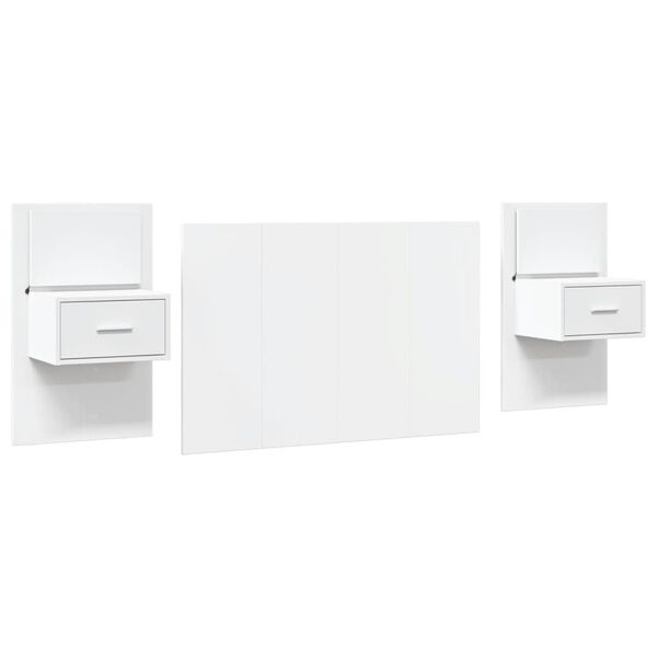 vidaXL Bed Headboard With Cabinet White Engineered Wood 47.2 in