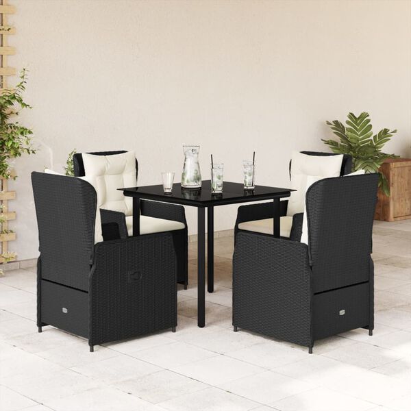 vidaXL Garden Dining Set Black, Cream White