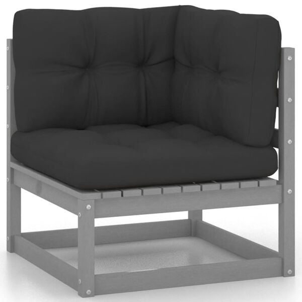 vidaXL Garden Lounge Set Gray and Anthracite Solid pinewood and polyester