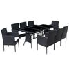 vidaXL 9 Piece Patio Dining Set with Cushions Poly Rattan Black