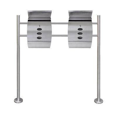 vidaXL Double Mailbox on Stand Stainless Steel