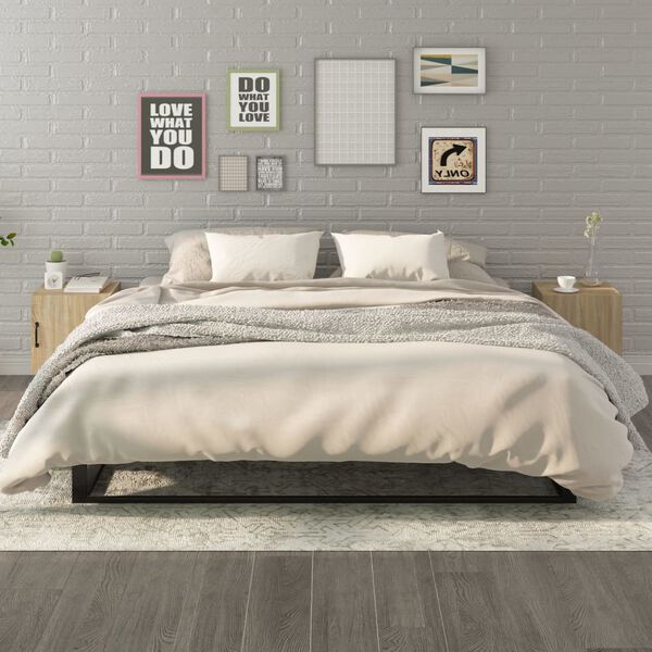 vidaXL Bedside Cabinet Set of 2 Sonoma oak Engineered wood, metal Medium