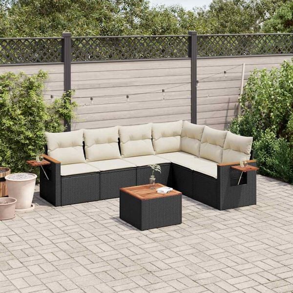 vidaXL Outdoor Sofa Set Black PE rattan Large Modular Outdoor Sofa Set