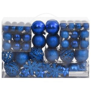 vidaXL 111 Piece Christmas Bauble Set Blue Polystyrene